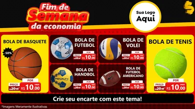 Modelo de TV para TV Horizontal com o tema Fim de Semana da Economia para Artigos Esportivos