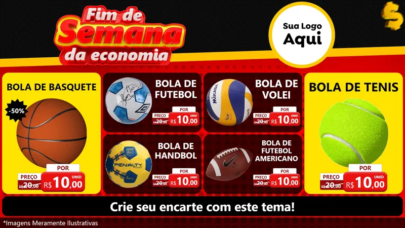 Modelo de TV para TV Horizontal com o tema Fim de Semana da Economia para Artigos Esportivos