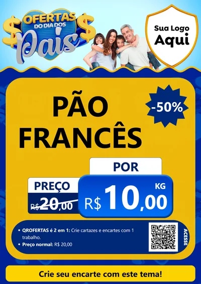 Modelo de Cartaz para Cartaz A4 Vertical com o tema Ofertas do Dia dos Pais para Padaria