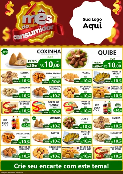 Modelo de Encarte para Encarte A4 Vertical com o tema Mês do consumidor para Salgadaria