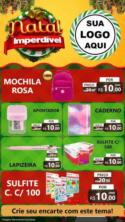Modelo de TV para TV Vertical com o tema Natal Imperdível para Papelaria