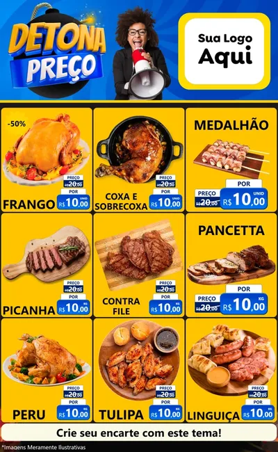 Modelo de Encarte para Encarte Grande com o tema Detona Preços para Assados