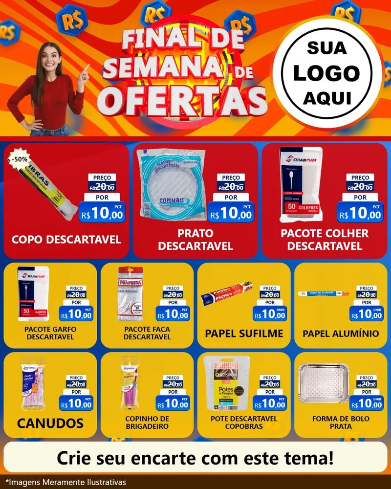 Modelo de Rede Social para Feed Instagram com o tema Final de Semana de Ofertas para Embalagens