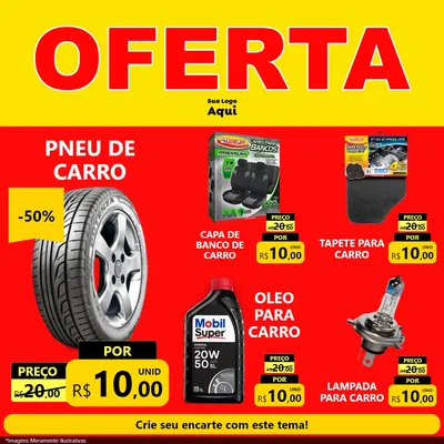Modelo de Rede Social para Feed Facebook com o tema OFERTA - Vermelho Cartaz para Auto peças