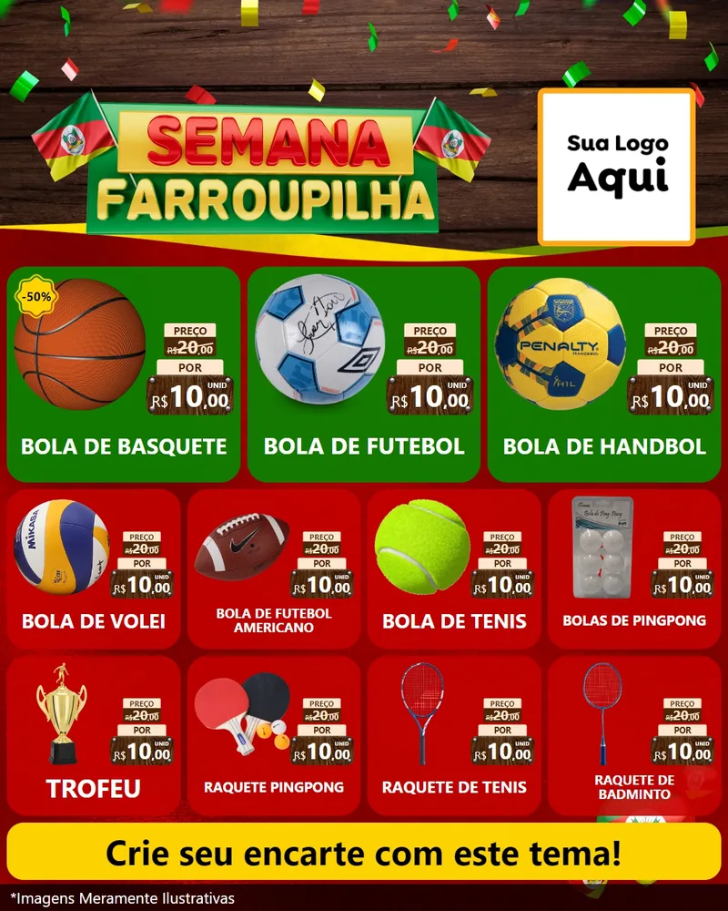 Modelo de Rede Social para Feed Instagram com o tema Semana Farroupilha para Artigos Esportivos