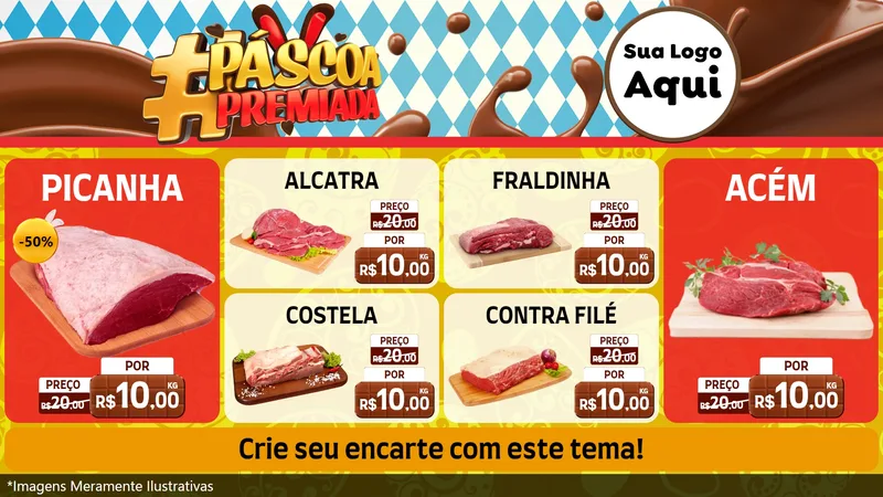 Modelo de TV para TV Horizontal com o tema Páscoa Premiada para Açougue