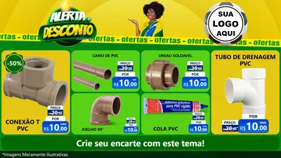 Modelo de TV para TV Horizontal com o tema Alerta de Desconto para Tubos e conexões
