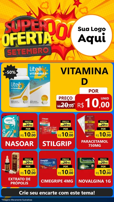 Modelo de Rede Social para Stories com o tema Super Oferta Setembro para Farmácia
