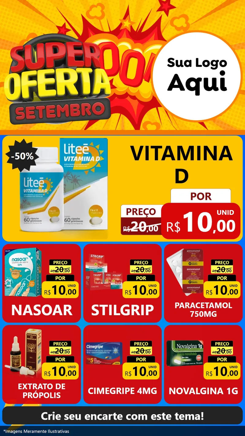 Modelo de Rede Social para Stories com o tema Super Oferta Setembro para Farmácia
