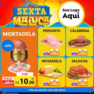 Modelo de Rede Social para Feed Facebook com o tema Sexta Maluca para Frios e Laticínios