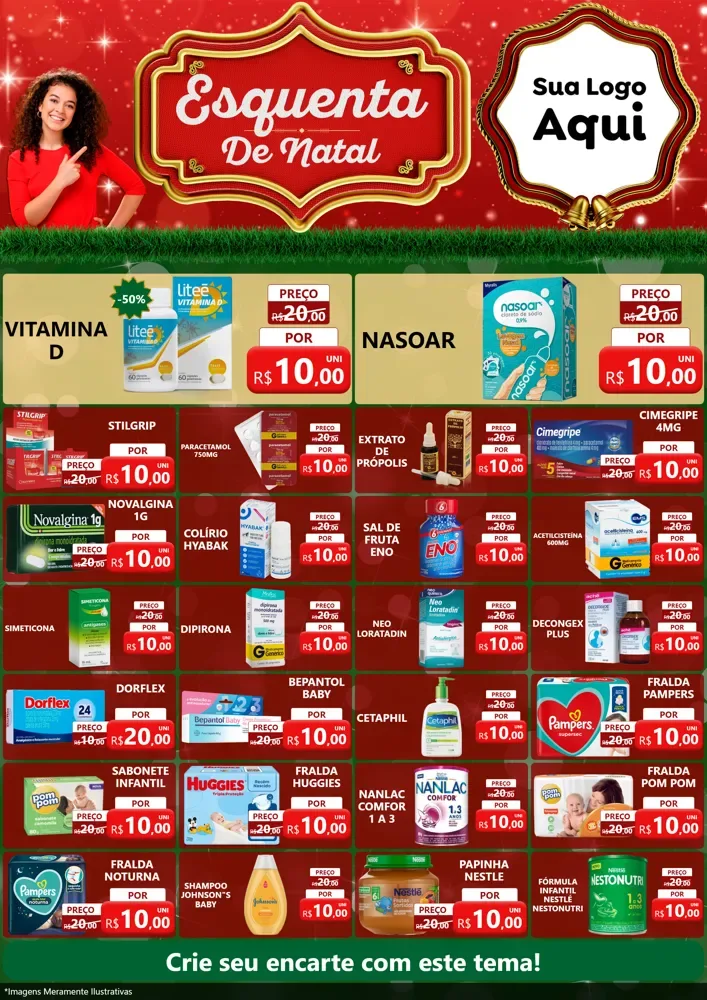 Modelo de Encarte para Encarte A4 Vertical com o tema Esquenta de Natal para Farmácia