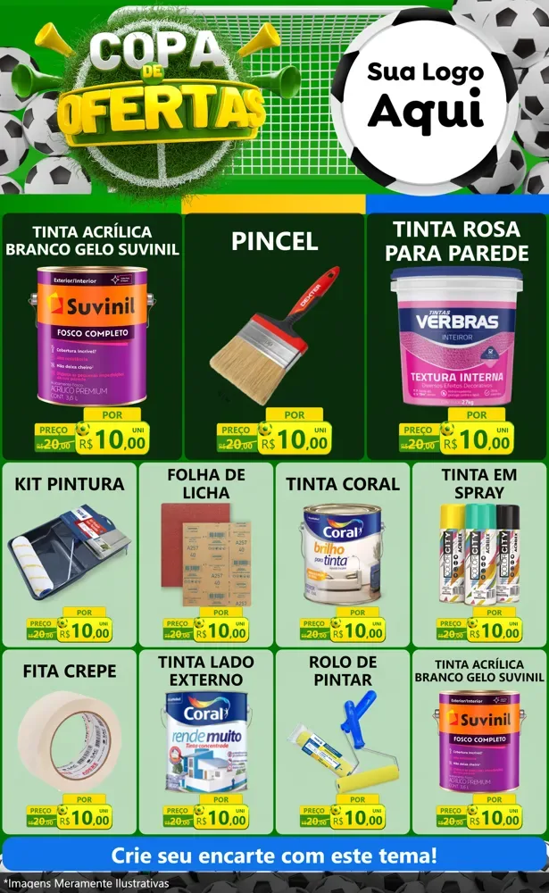 Modelo de Encarte para Encarte Grande com o tema Copa De Ofertas para Tintas e Ferramentas