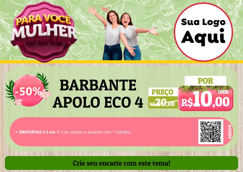 Modelo de Cartaz para Cartaz A4 Horizontal com o tema Para Você Mulher para Armarinho e Aviamentos