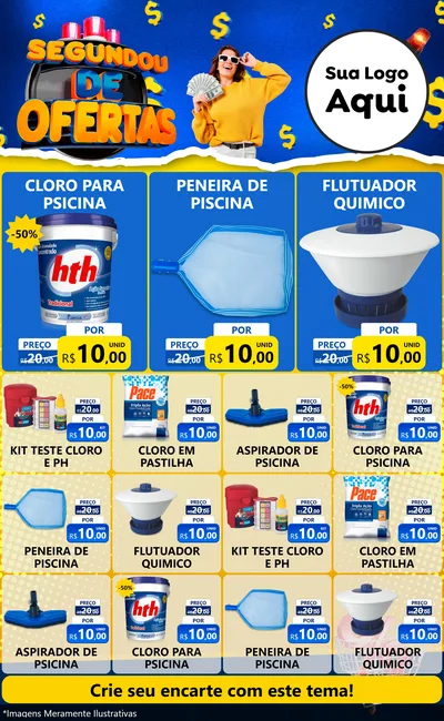 Modelo de Encarte para Encarte Grande com o tema Segundou de Ofertas para Produtos para Piscina