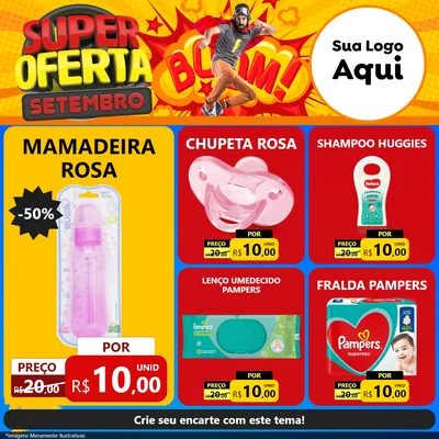 Modelo de Rede Social para Feed Facebook com o tema Super Oferta Setembro para Bebês
