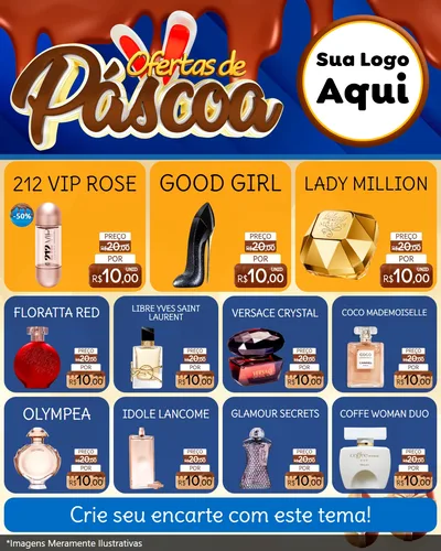 Modelo de Rede Social para Feed Instagram com o tema Ofertas de Páscoa para Perfumes