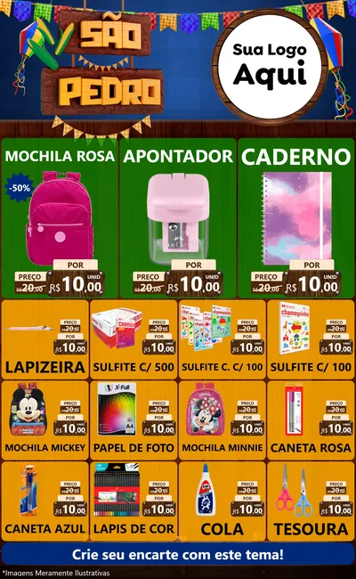 Modelo de Encarte para Encarte Grande com o tema São Pedro para Papelaria