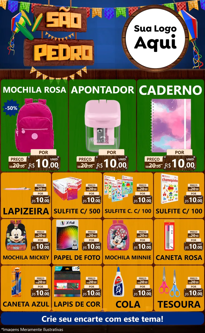 Modelo de Encarte para Encarte Grande com o tema São Pedro para Papelaria