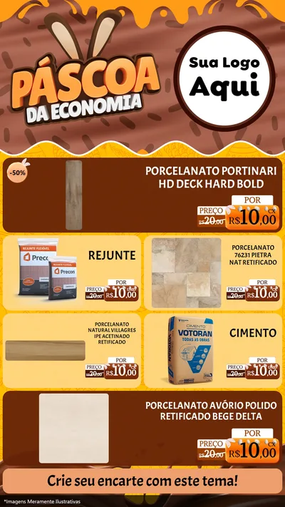 Modelo de TV para TV Vertical com o tema Páscoa da Economia para Pisos e revestimentos