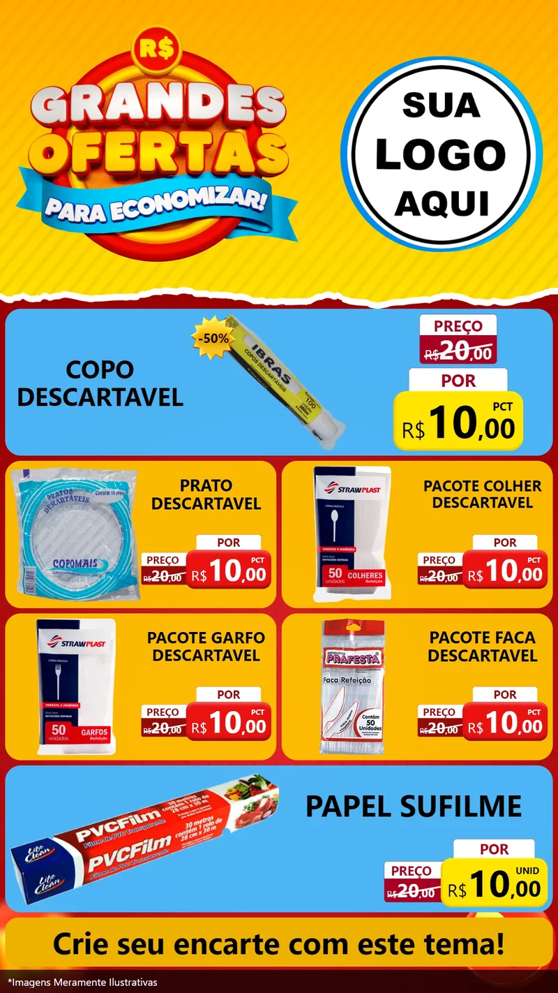 Modelo de TV para TV Vertical com o tema Grandes Ofertas Para Economizar! para Embalagens
