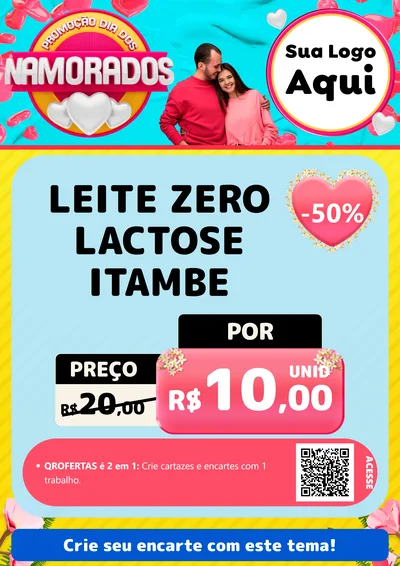 Modelo de Cartaz para Cartaz A4 Vertical com o tema Promoção Dia dos Namorados para Frios e Laticínios