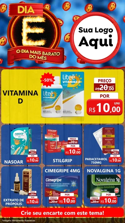 Modelo de Rede Social para Stories com o tema Dia E - O Dia Mais Barato Do Mês para Farmácia