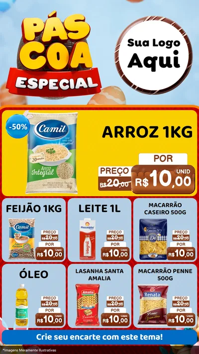 Modelo de Rede Social para Stories com o tema Páscoa Especial para Supermercado
