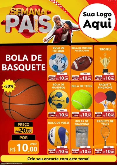 Modelo de Encarte para Encarte A4 Vertical com o tema Semana Dos Pais para Artigos Esportivos