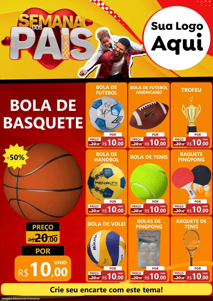 Modelo de Encarte para Encarte A4 Vertical com o tema Semana Dos Pais para Artigos Esportivos