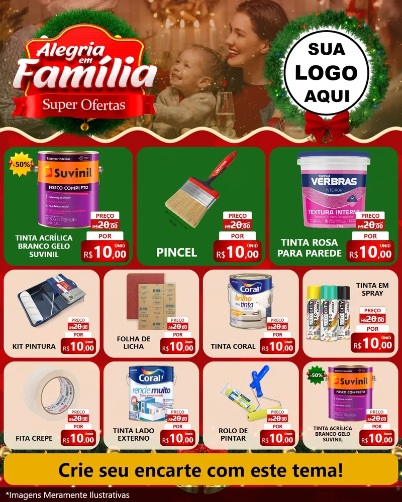 Modelo de Rede Social para Feed Instagram com o tema Alegria Em Família - Super Ofertas para Tintas e Ferramentas