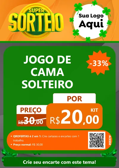 Modelo de Cartaz para Cartaz A4 Vertical com o tema Super Sorteio para Cama, Mesa e Banho