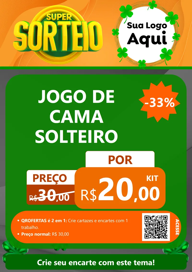 Modelo de Cartaz para Cartaz A4 Vertical com o tema Super Sorteio para Cama, Mesa e Banho