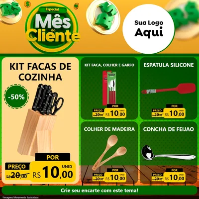 Modelo de Rede Social para Feed Facebook com o tema Especial Mês do Cliente para Utilidades Domésticas