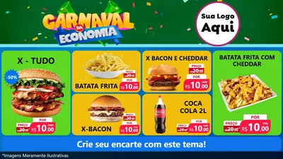 Modelo de TV para TV Horizontal com o tema Carnaval da Economia para Hamburgueria