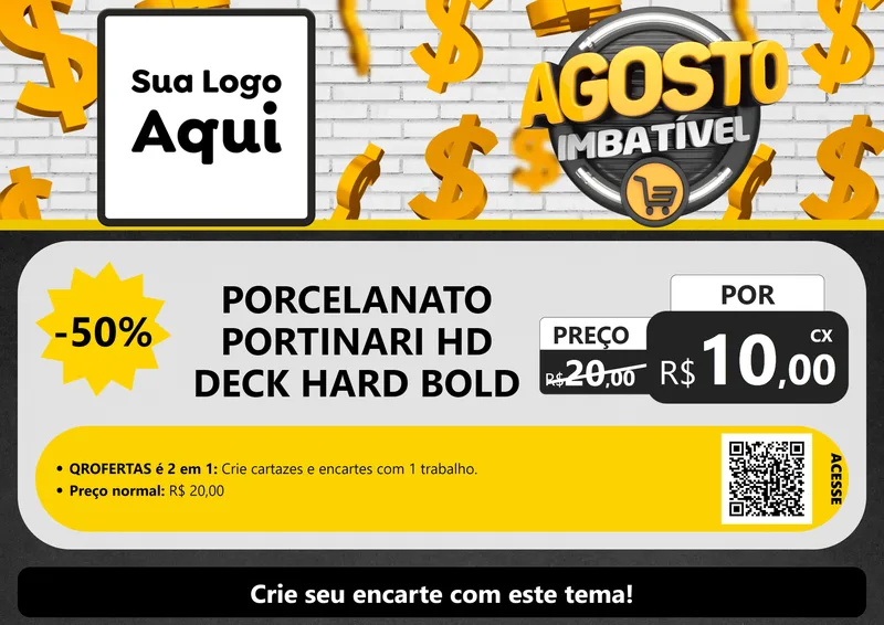 Modelo de Cartaz para Cartaz A4 Horizontal com o tema Agosto imbatível para Pisos e revestimentos