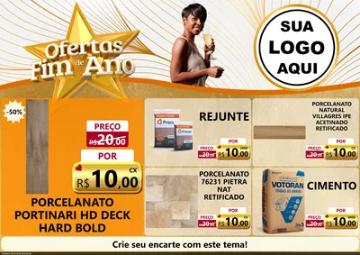 Modelo de Encarte para Encarte A4 Horizontal com o tema Ofertas Fim de Ano para Pisos e revestimentos