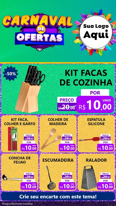 Modelo de Rede Social para Stories com o tema Carnaval de Ofertas para Utilidades Domésticas