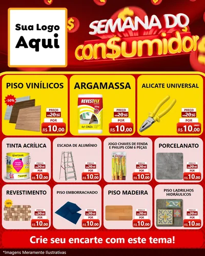 Modelo de Rede Social para Feed Instagram com o tema Semana do Consumidor para Material para Construção