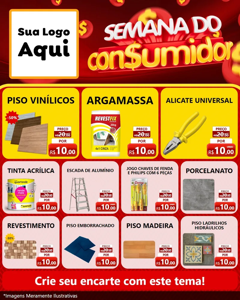 Modelo de Rede Social para Feed Instagram com o tema Semana do Consumidor para Material para Construção