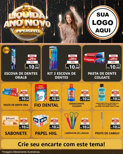 Modelo de Rede Social para Feed Instagram com o tema Liquida Ano Novo Imperdível para Higiene Pessoal