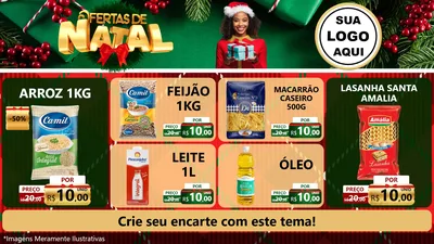 Modelo de TV para TV Horizontal com o tema Ofertas de Natal para Supermercado