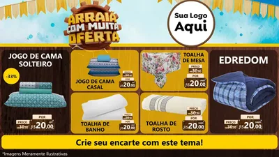Modelo de TV para TV Horizontal com o tema Ofertas de São João - Junina para Cama, Mesa e Banho