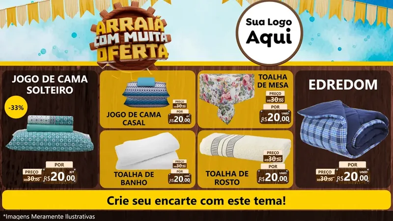 Modelo de TV para TV Horizontal com o tema Ofertas de São João - Junina para Cama, Mesa e Banho