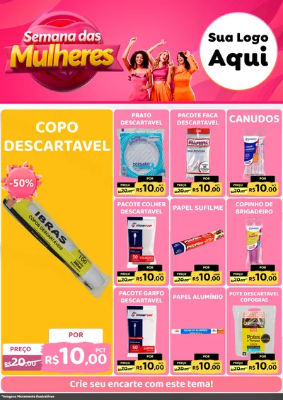 Modelo de Encarte para Encarte A4 Vertical com o tema Semana das Mulheres para Embalagens