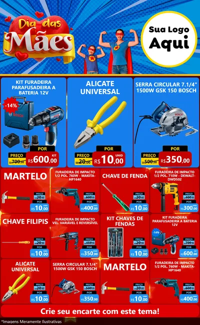 Modelo de Encarte para Encarte Grande com o tema Dia das Mães para Maquinas e Ferramentas