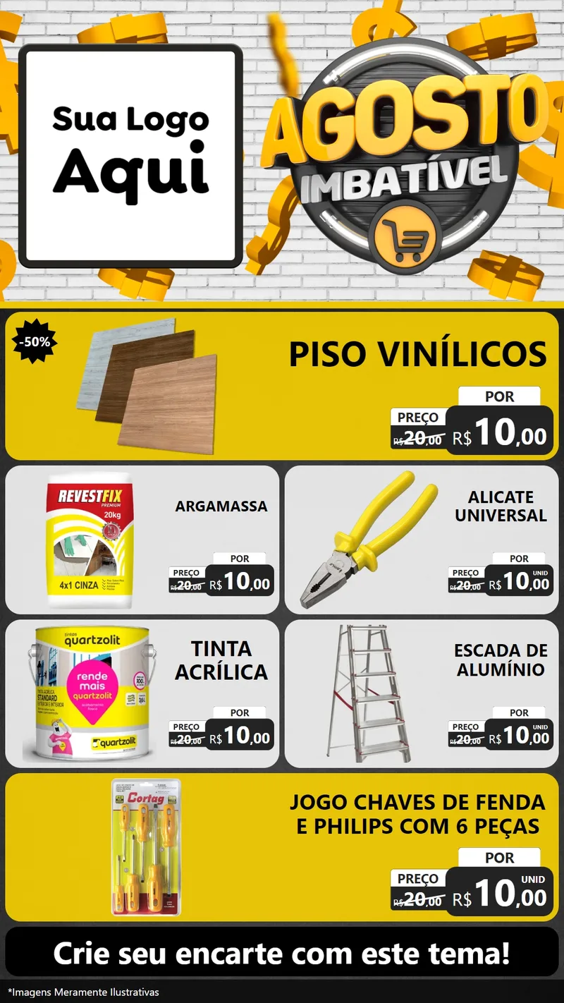 Modelo de TV para TV Vertical com o tema Agosto imbatível para Material para Construção