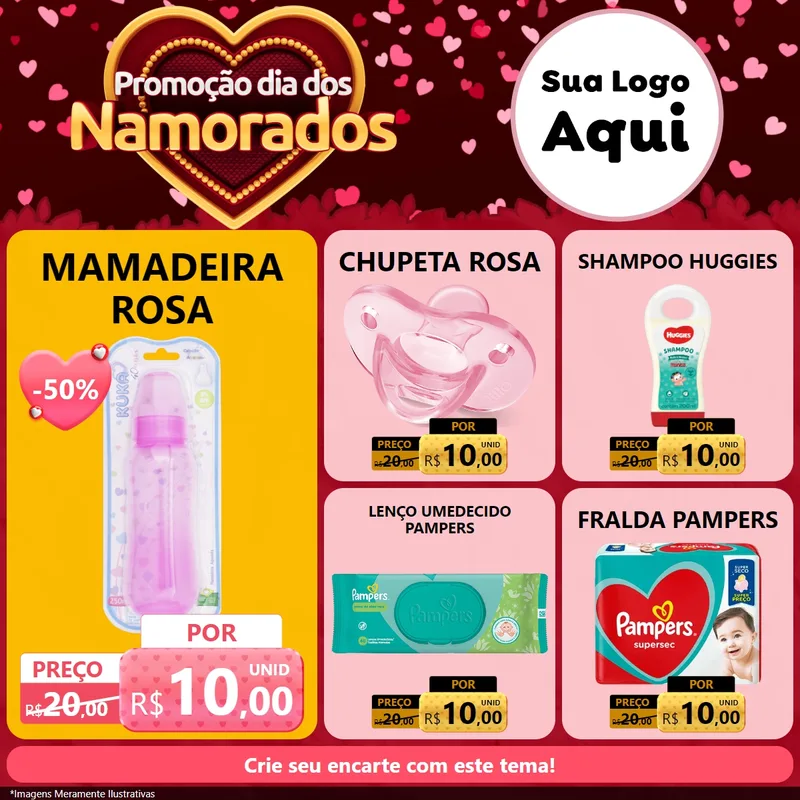 Modelo de Rede Social para Feed Facebook com o tema Promoção Dia Dos Namorados para Bebês