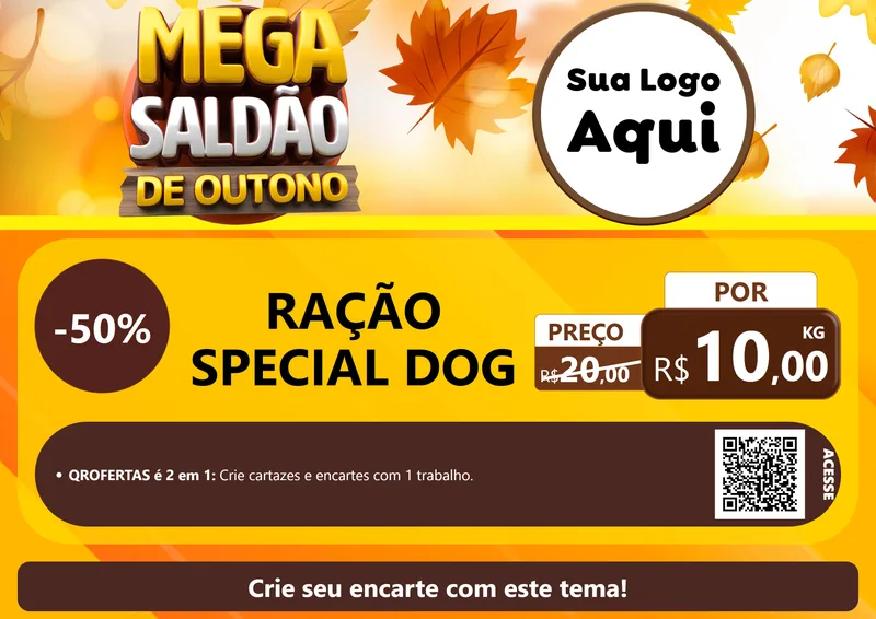 Modelo de Cartaz para Cartaz A4 Horizontal com o tema Mega Saldão de Outono para Pet Shop