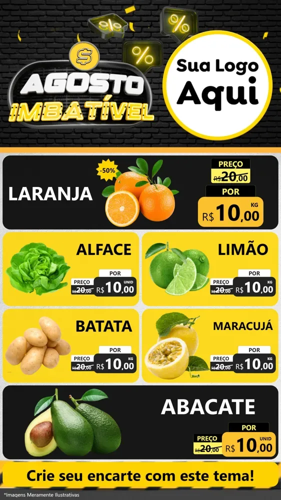 Modelo de TV para TV Vertical com o tema Agosto Imbatível para Hortifrúti