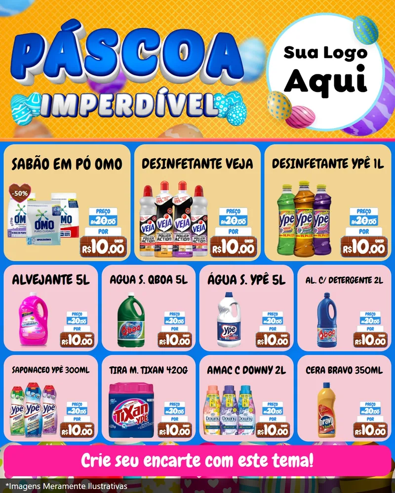 Modelo de Rede Social para Feed Instagram com o tema Páscoa Imperdível para Produtos de Limpeza